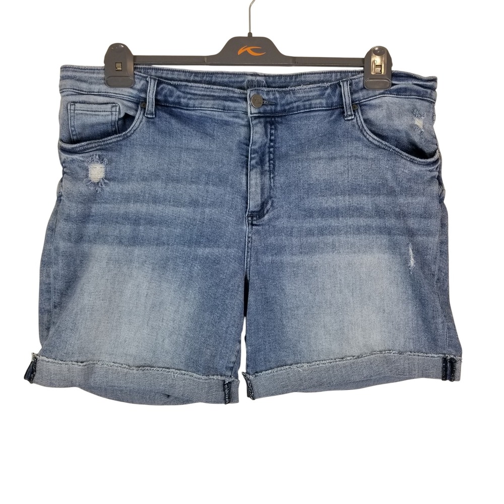Kut from the Kloth Jean Shorts Womens 22W Blue Distressed Cuffed Denim